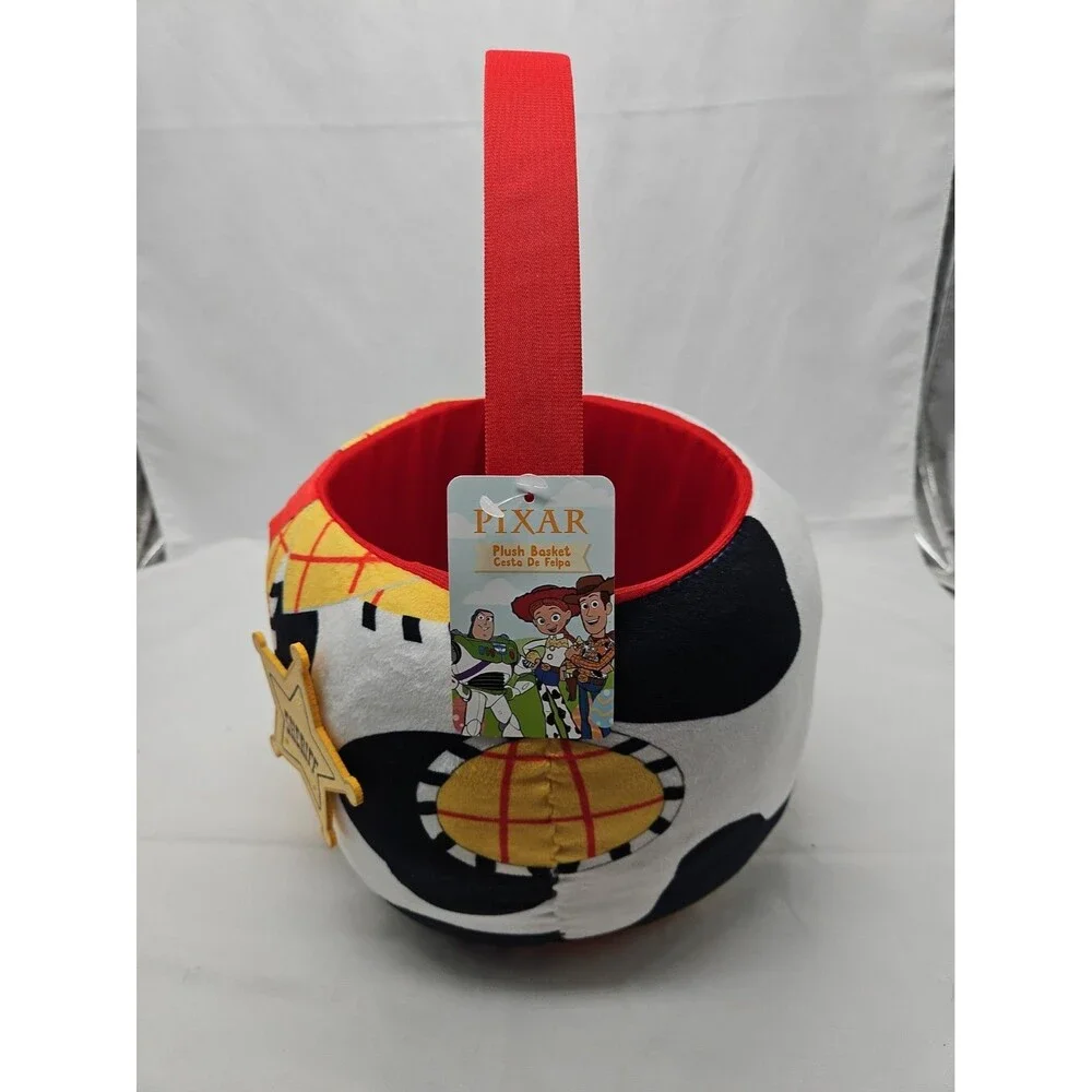 Pixar Toy Story Woody Plush Basket w/ Handle Round Multicolor Halloween